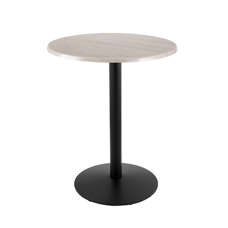42 Tall OD214 Black Table Base 22 Diameter 30 Diameter White Ash Top By The HollBar Stool Co.